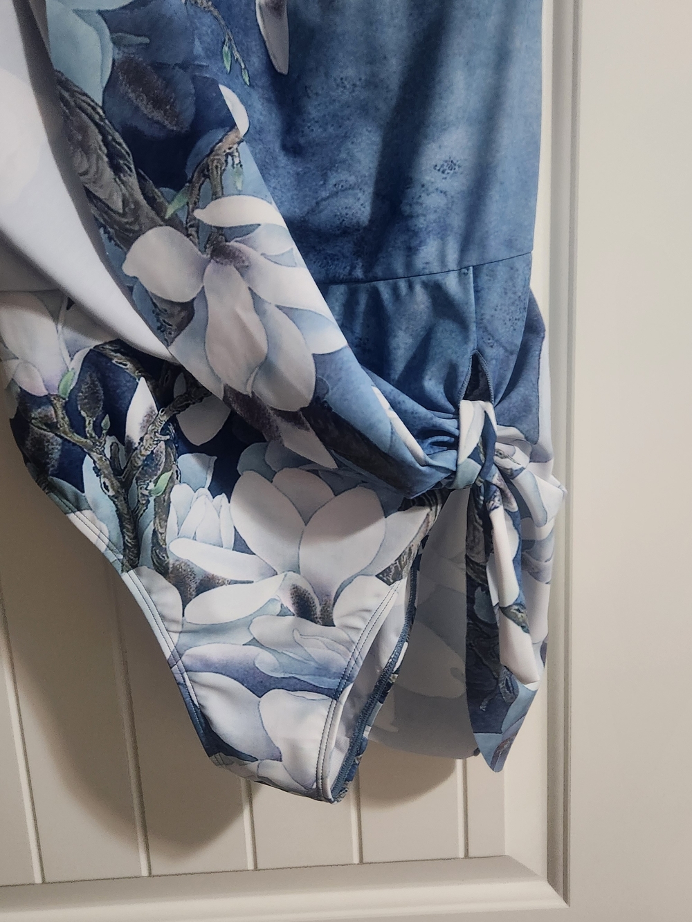 Blue Floral Tie-Detail One-Piece Swimsuit